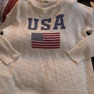 USA Flag Sweater - Cream and Blue